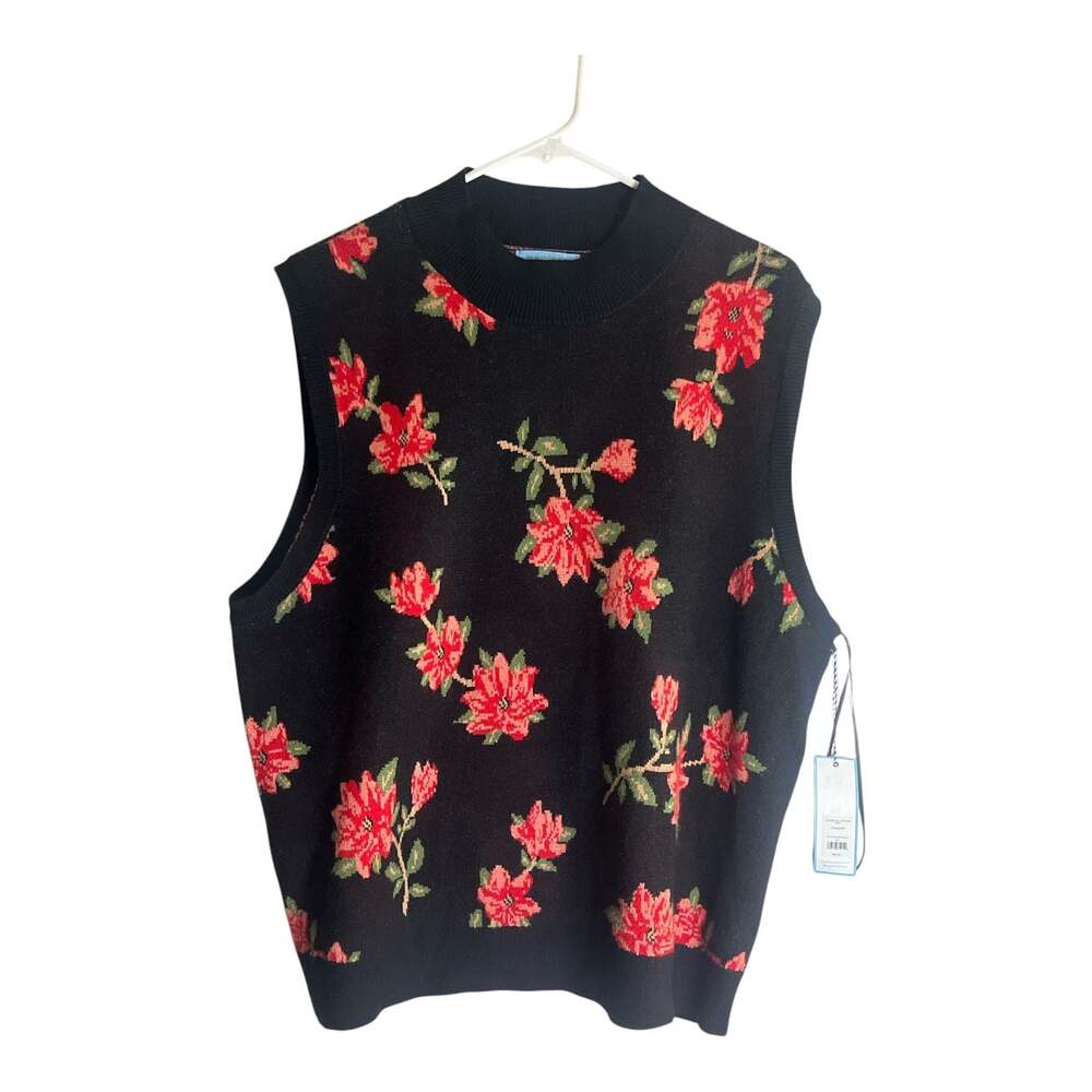Draper James RSVP Black Floral Sleeveless Sweater Vest Size XXL New with Tags